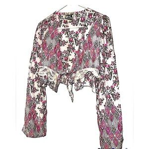 JAASE cropped floral boho cardigan Sz Large Kimono